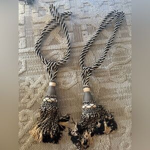Black and Gold Decorative curtain tie back Tassel set of two
